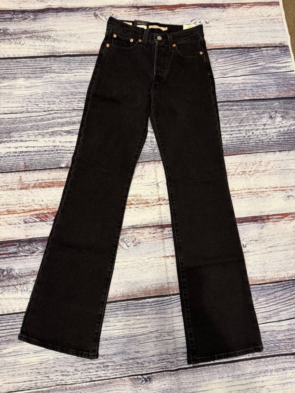 Levi's Wedgie Bootcut Jeans Women's 24x32 Black High Rise Stretch Denim NWT